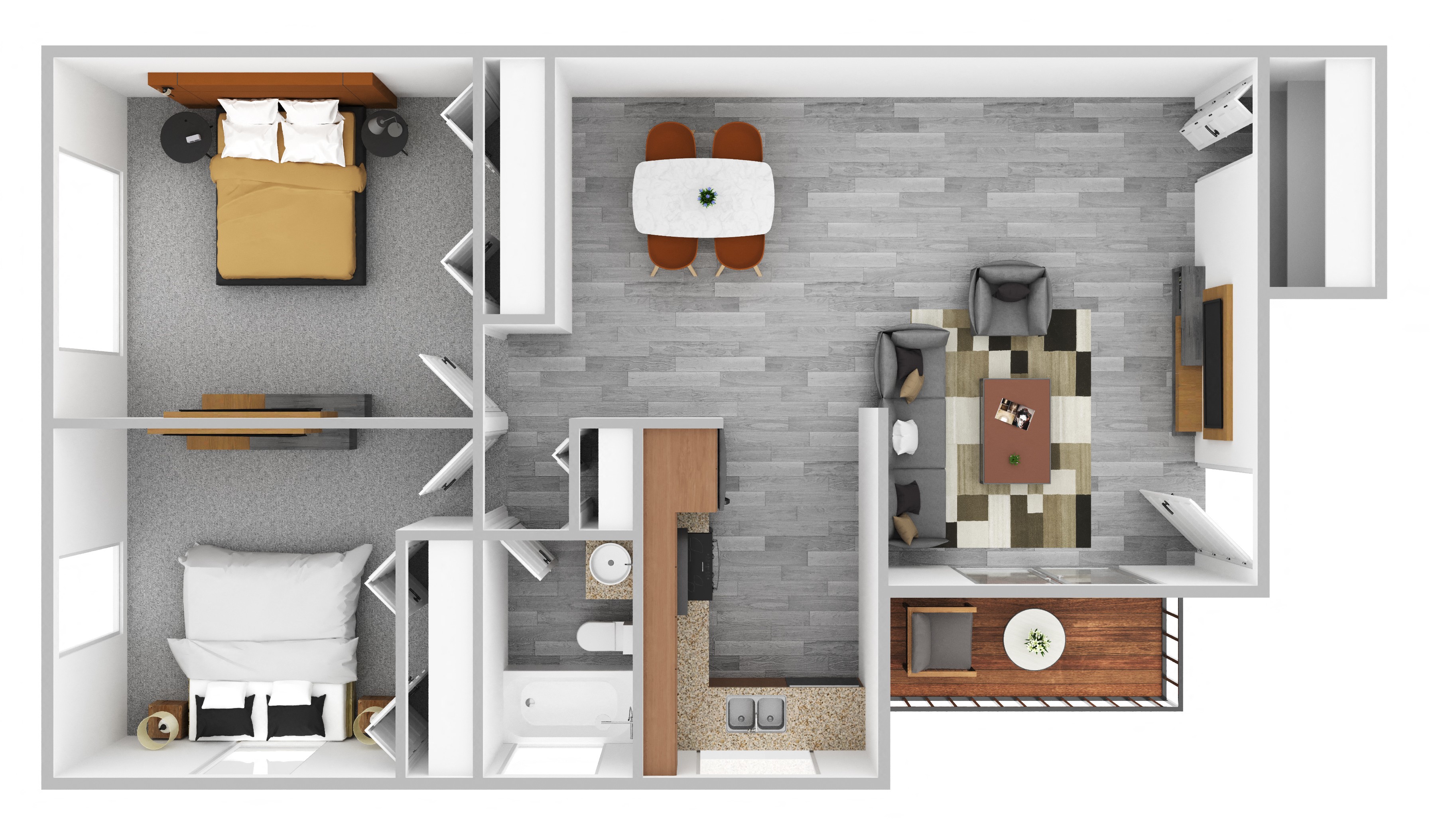 Floor plan for 2 beds, 1 bath, 850 sqft